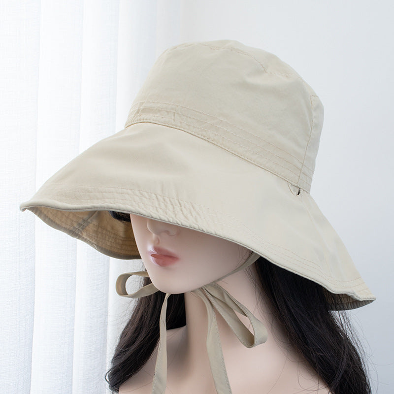 Wholesale Strap Fisherman Breathable Lightweight Sun Protection All-match Face Showing Small Bow Basin Hat